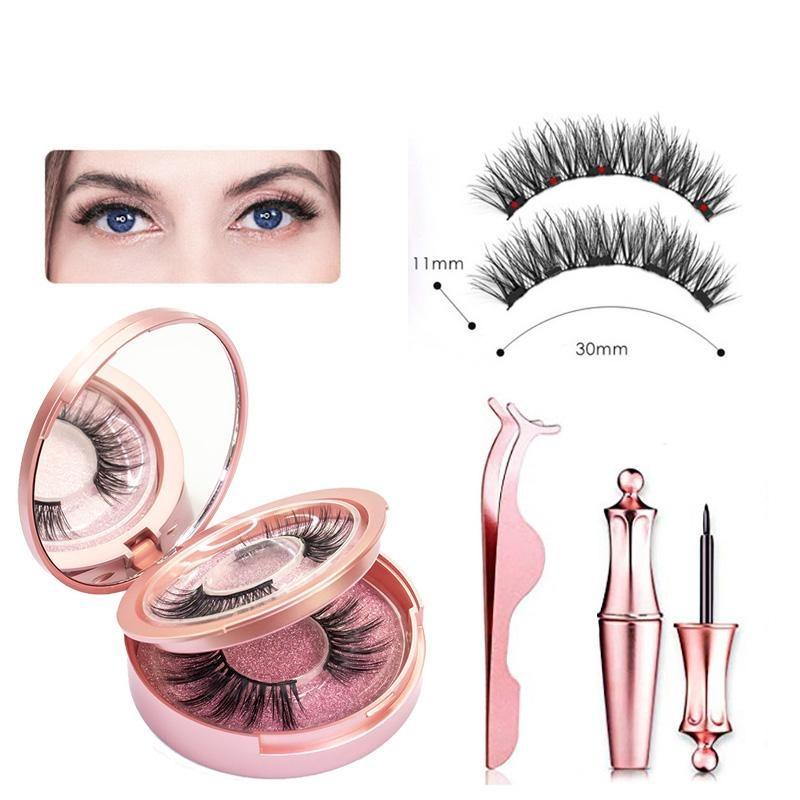 Ensemble Faux Cils Magnétiques avec Eyeliner et Pince de Pose