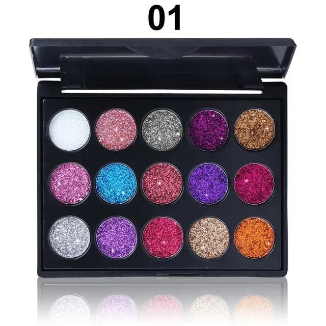 Palette Yeux Paillettes GLAMOROUS 15 Fards à Paupières