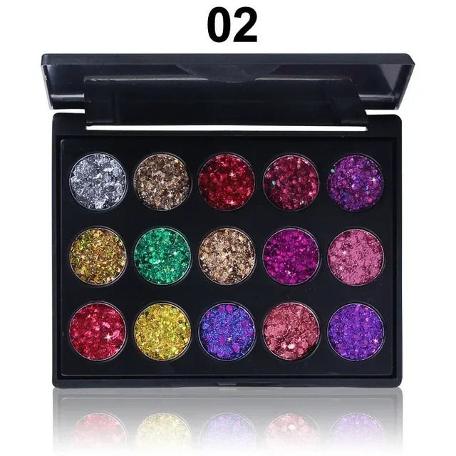 Palette Yeux Paillettes GLAMOROUS 15 Fards à Paupières