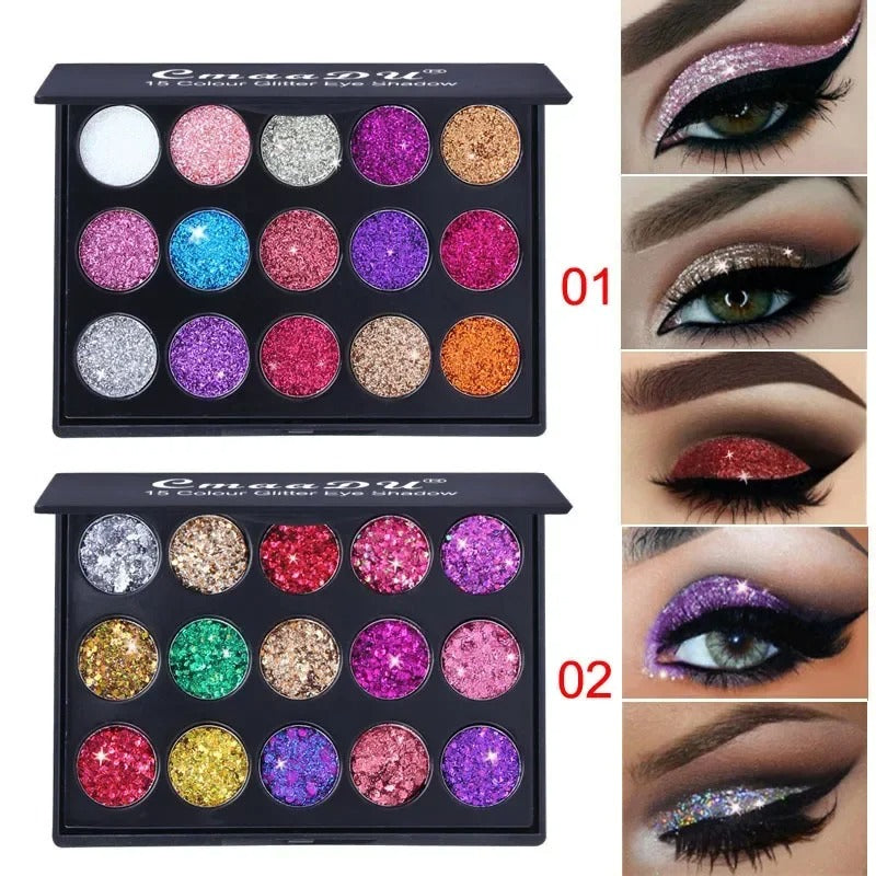 Palette Yeux Paillettes GLAMOROUS 15 Fards à Paupières