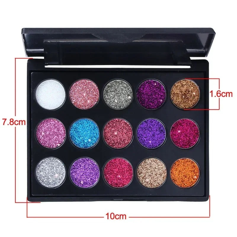 Palette Yeux Paillettes GLAMOROUS 15 Fards à Paupières