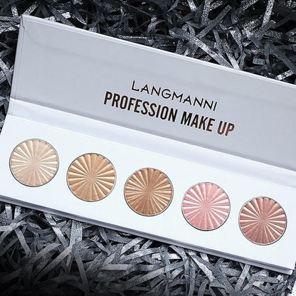Palette Highlighter 5 Fards Poudre Nacrés Scintillants Multiusage Paupières Visage