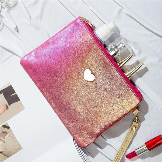 Pochette Trousse à Maquillage Glamour à Fermeture Eclaire Rose Gold